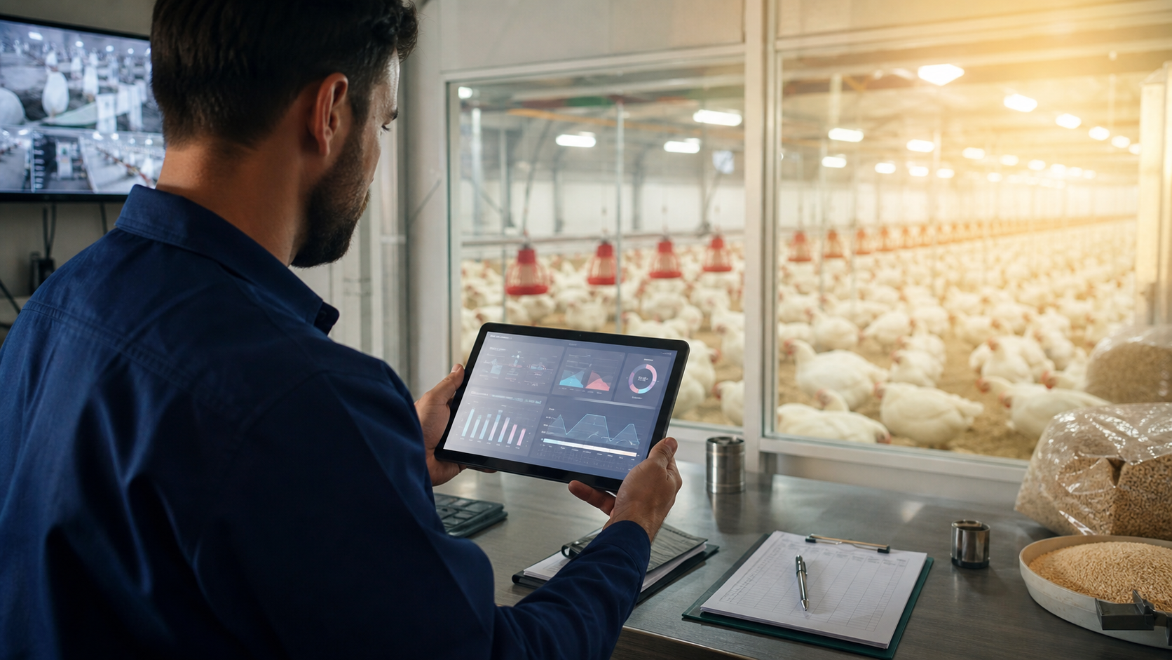 Poultry production dashboard used on a farm